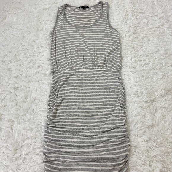 GIBSON Ruched Side Tank Dress Striped Gray Size XS EUC - Picture 3 of 9